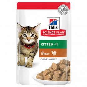 Hills Science Plan™ Kitten Turkey - Паучове с пуйка, малки късчета в сос Грейви, 12 х 85гр 